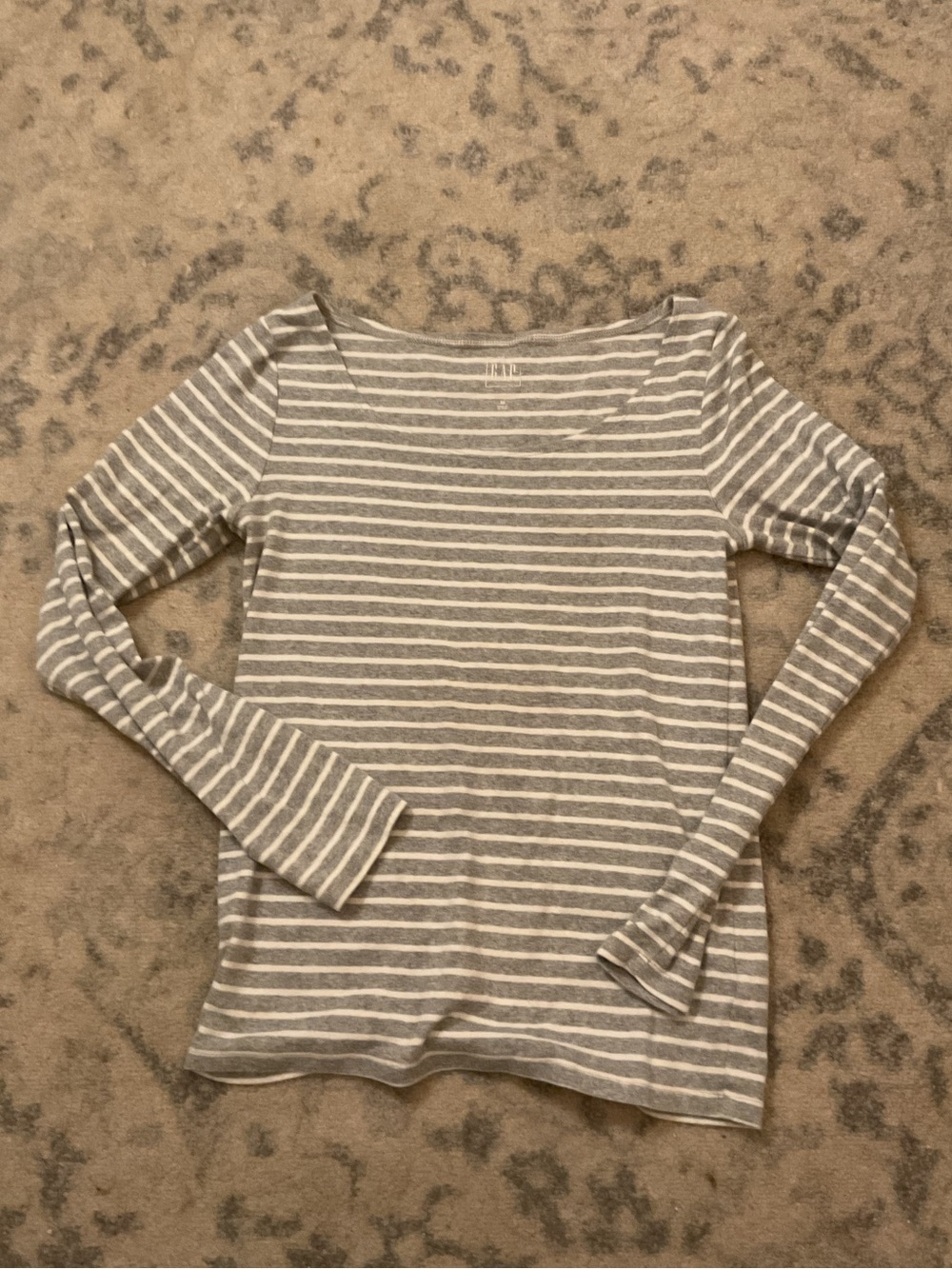 GAP grey and white striped scoop neck long-sleeve tee